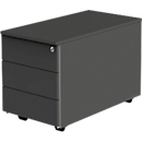Marino verrijdbare lade - hout - 3 laden - materiaalbak - afsluitbaar - B 420 x D 800 x H 540mm - antraciet