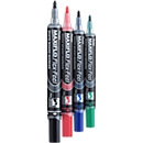 Marqueur pour tableau blanc Pentel Maxiflo Flex-Feel, pointe ogive à largeur de trait variable, système de pompage intégré, couleurs assorties, lot de 4.