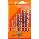 Masonry drill bit set Projahn ECO, 8 drill bits, 1 x Ø 3-10 mm each, for machines with 3-jaw drill chuck, in plastic case