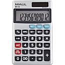 MAUL M112 rekenmachine, 12 cijfers, werkt op zonne-energie en batterij, B 70 x D 119 x H 10 mm, zilver