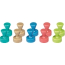 MAUL neodymium kegelmagneten, 10 stuks, houdkracht 1,5 kg, ø 12 x 16 mm, kunststof kap in kleur gesorteerd