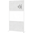 MAUL Stellwandsystem MAULconnecto, 2 x Akustikvlies hell, 1 x Whiteboard, Klettverbindung, Standfuss, H 1800 x B 1000 mm, weiss