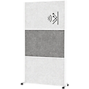 MAUL Stellwandsystem MAULconnecto, Steckmodule, 2x Akustikvlies hell, 1x Akustikvlies dunkel, Klettverbindung, auf Rollen, H 1800 x B 1000 mm, weiss