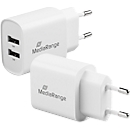 MediaRange 12W Schnellladeadapter, Eurostecker, 2x USB-A, weiß