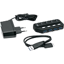 MediaRange USB 3.0-Hub, 4-voudig, schakelbaar