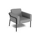 meet by Paperflow Fauteuil d'extérieur MEDSO, polypropylène/acier, hauteur d'assise 41 cm, avec accoudoirs et rembourrage latéral, taille L, gris/noir mat