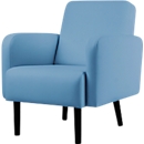 Meet by Paperflow LISBOA fauteuil, blauwe desinfectiebestendige kunstlederen bekleding, zwart onderstel, B 710 x D 815 x H 830 mm