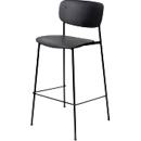meet by Paperflow Tabouret de bar SOHO, dossier, empilable, L 445 x P 425 x H 760 mm, polypropylène et acier laqué, noir/noir, 2 pièces