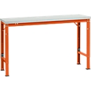 Mesa básica Manuflex UNIVERSAL especial, 1500 x 800 mm, melamina gris luminoso, rojo anaranjado