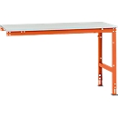 Mesa de extensión Manuflex UNIVERSAL estándar, 1500 x 800 mm, melamina gris luminoso, rojo anaranjado