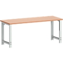 Mesa de trabajo Bott cubio, regulable en altura manualmente, haya cobriza, An 2000 x Pr 750 x Al 740-1140 mm, hasta 600 kg, gris claro/gris claro