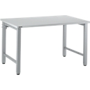 Mesa de trabajo Schäfer Shop Select, regulable en altura manualmente, bastidor de 4 patas, An 1200 x Pr 800 x Al 680-960 mm, madera y acero, aluminio blanco/aluminio blanco