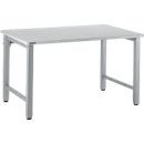 Mesa de trabajo Schäfer Shop Select, regulable en altura manualmente, bastidor de 4 patas, ancho 1200 x fondo 800 x alto 680-960 mm, madera y acero, aluminio blanco/aluminio blanco