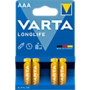 Microbatterij AAA VARTA Longlife, 1,5 V, 4 stuks