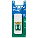 Mini batterijlader voor batterijen Varta, 2x AA/AAA, incl. 2 AA oplaadbare batterijen, laadtijd 4,5 h, EU-stekker, 100-240 V, B 43 x D 63 x H 102 mm, wit