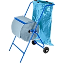 Mobile cleaning cloth dispenser, for 1 roll with B 400 mm &amp; 1 waste bag up to 120 l, tear-off edge + 50 waste bags &amp; 2 industrial cleaning rolls with 1000 sheets each