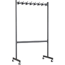 Mobile coat rack Functionals KOMPAKT, 40 hooks, with brake, H 1000 mm, steel and plastic, dark gray