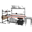 Mobile container for packing and work table Rocholz System 2000, up to 30 kg, W 500 x D 650 x H 525 mm, sheet steel, light gray