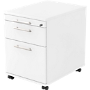 Mobile pedestal, 1 drawer, 1 utensil drawer, suspension file drawer, W 428 x D 580 x H 590 mm, white/white