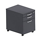Mobile pedestal BEXXSTAR, 1 lockable utensil drawer, 1 drawer &amp; 1 HR drawer, W 430 x D 600 x H 600 mm, black