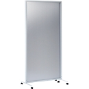 Mobile Trennwand, 2-teilig, B 1800 x T 40 x H 1800 mm, Kunststoff & Aluminium, semitransparent