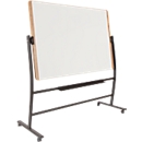 Mobiles Whiteboard Rocada Natural, drehbar, magnethaftend, Ablageschale, Stahl auf Holz, B 1500 x H 1000 mm