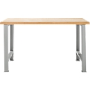 Modular workbench Schäfer Shop Select, basic unit, beech multiplex top, up to 500 kg, W 1500 x D 700 x H 840 mm, white aluminum ral 9006