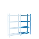 Module d'extension pour rayonnage à emboîter, avec 4 étagères de caillebotis, l. 1260 x P 500 x H 2000 mm