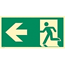 moedel Fluchtwegzeichen „Notausgang links Pfeil links“, nach ISO 7010 E001, Folie selbstklebend, langnachleuchtend, B 400 x H 200 mm