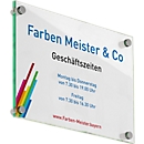 moedel plaque de porte GALERIE, DIN A3, acier inoxydable et verre ESG, 4 entretoises, montage par vis, L 297 x H 420 mm, transparent