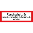 moedel Verbotszeichen „Rauchschutztür verkeilen verboten“, nach DIN 4066, Folie selbstklebend, B 297 x H 105 mm