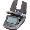 Money scale ratiotec® RS 2000, for coins &amp; banknotes, currency options EUR/GBP/CHF, USB connection, change, L 190 x W 130 x H 148 mm, anthracite