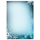 Motivpapier Sigel „Blue Snowflakes“, für Weihnachten, Format A4, Feinpapier, blau-grün, 25 Blatt