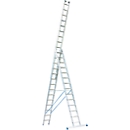 Multifunctionele ladder van aluminium 3 x 14 sporten, met trigon-dwarssteun