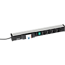 Multiprise 468, 4x, 1 x USB A, interrupteur marche/arrêt, interrupteur FI, câble de 4,5 m, 16 A/250 V, L 468 x P 44 x H 52 mm, aluminium