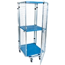 Nestbare metalen container, type antidiefstal, 4-zijdig, met 1 tussenlegbord