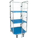 Nestbare rolcontainer, 4-zijdig, 2 tussenlegborden,