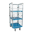 Nestbare rolcontainer, 4-zijdig, 2 tussenlegborden,