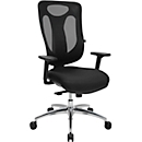 Net Pro 100 Topstar bureaustoel, met armleuningen, synchroon puntmechanisme, zitting met bekkensteun, netrugleuning, zwart/zilver