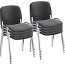 NowyStyl stapelstoelenset ISO BASIC, zonder armleuningen, stapelbaar tot 12 stuks, bekleding antraciet, frame chroom zilver, 8 stuks