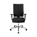 Office chair PROFI STAR 15 high, with armrests, synchronised mechanism, flat seat, for tall people, black/aluminium silver