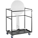 Offre complète :  chariot de transport  mobile et 5 tables hautes, tables pliantes 