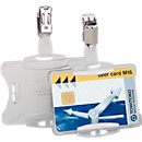 Open badge holder for one security card with clip, transparent, 25 p.