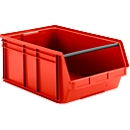 Open fronted storage bin with carrying bar SSI Schaefer LF 743 Polypropylene, L 715 x W 470 x H 300 mm, 74 l, red