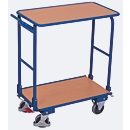 Opklapbare hangwagen, staal/MDF-plaat, decor gentiaanblauw/beuken, 2 etages, L 720 x B 450 mm, opklapbaar met dwarsbeugel, TPE-wielen met EasySTOP, tot 150 kg