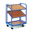 Order picking trolley Rollcart, for Euro containers, with 3 wooden shelves and base, L 410 x W 620 x H 1350 mm