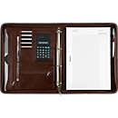 Organisateur à anneaux Massa Alassio, format A4, similicuir, avec calculatrice, brun