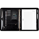Organisateur à anneaux Massa Alassio, format A4, similicuir, avec calculatrice, noir