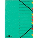 Organisateur Easy PAGNA, format A4, fermeture élastique, 12 compartiments, vert