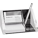Organiseur pour bureau Wedo, acrylique transparent, 1 compartiment pour stylos, 2 compartiments de tri et 1 emplacement pour post-it